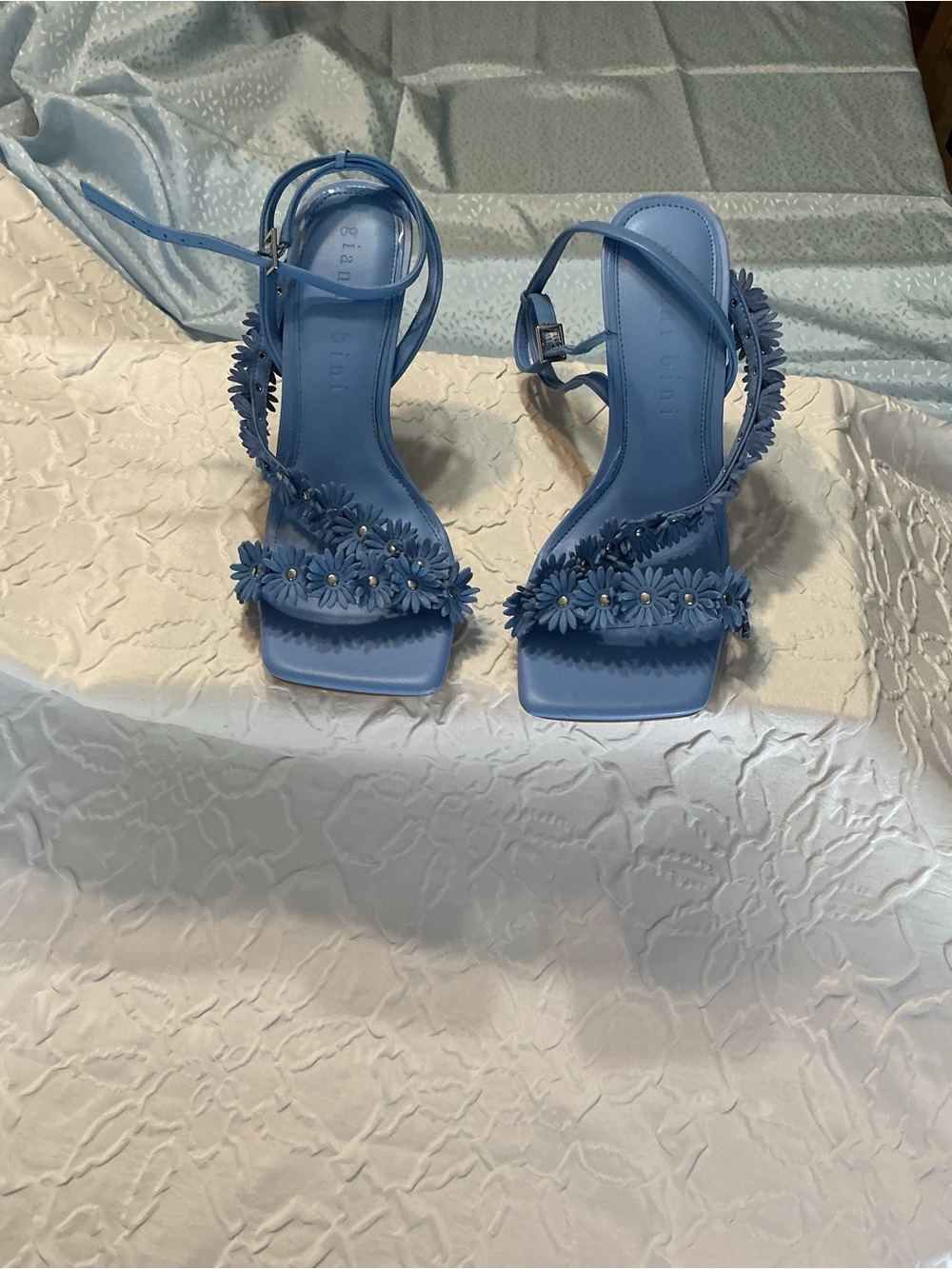 Gianni Bini Blue Floral Strappy High-Heel Sandals - Picture 2 of 6